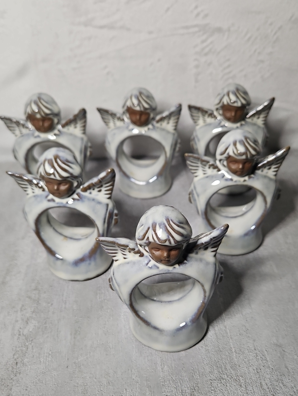 6 Vintage Cherub / Angel Napkin Rings